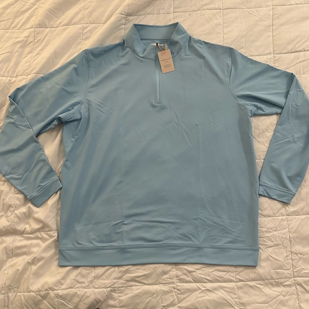 Peter Millar Perth Birdseye Quarter-Zip: Blue | Men’s 2XL | Golf